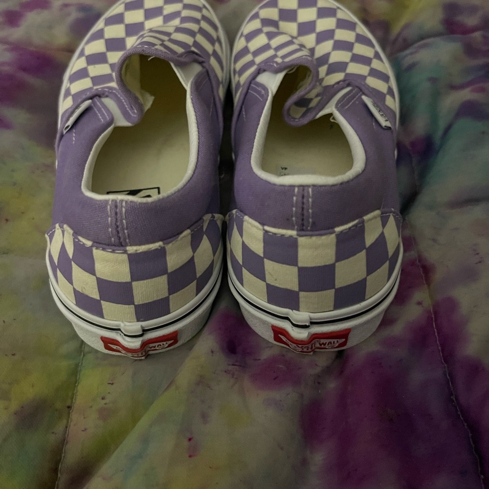 Vans Lavender and White Checkered Slip-Ons - Picture 9 of 9